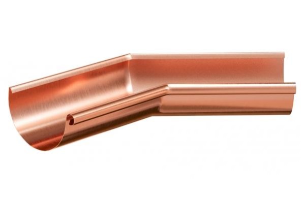 Водосток Aquasistem, система 125x90 - Угол желоба внутренний медный 135° купить в Азове