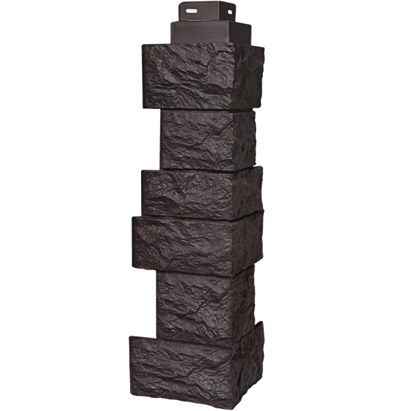 Цокольный сайдинг FineBer – Серия “Дикий камень”, Угол наружный, Коричневый купить в Азове