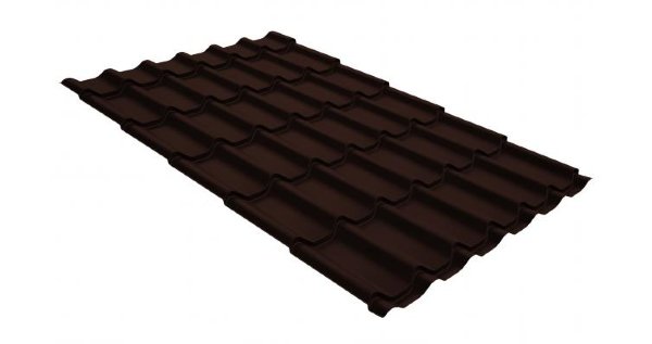 Металлочерепица классик GL 0,5 GreenCoat Pural RR 887 шоколадно-коричневый (RAL 8017 шоколад) купить в Азове
