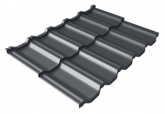 Металлочерепица модульная Квинта Uno Grand Line c 3D резом 0,5 Satin Мatt RAL 7024 мокрый асфальт купить в Азове