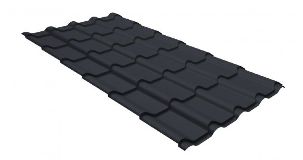 Металлочерепица камея GL 0,5 GreenCoat Pural matt RR 23 темно-серый (RAL 7024 мокрый асфальт) купить в Азове