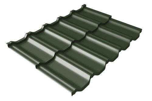 Металлочерепица модульная Квинта Uno Grand Line c 3D резом 0,5 GreenСoat Pural RR 11 темно-зеленый (RAL 6020 хромовая зелень) купить в Азове