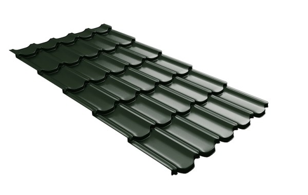 Металлочерепица квинта плюс с 3D резом 0,5 GreenСoat Pural RR 11 темно-зеленый (RAL 6020 хромовая зелень) купить в Азове