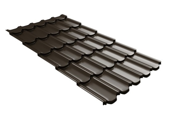 Металлочерепица квинта плюс с 3D резом 0,5 GreenСoat Pural RR 32 темно-коричневый (RAL 8019 серо-коричневый) купить в Азове