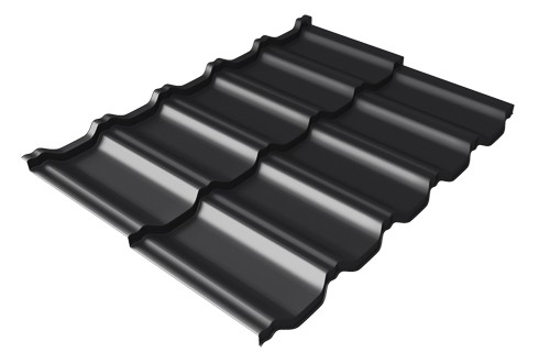 Металлочерепица модульная Квинта Uno Grand Line c 3D резом 0,5 Satin Мatt RAL 9005 черный купить в Азове