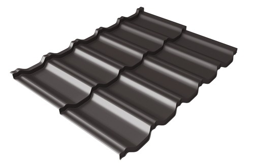 Металлочерепица модульная Квинта Uno Grand Line c 3D резом 0,5 GreenСoat Pural Matt RR 32 темно-коричневый (RAL 8019 серо-коричневый) купить в Азове