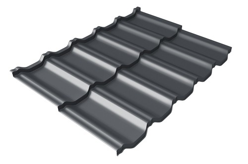Металлочерепица модульная Квинта Uno Grand Line c 3D резом 0,45 Drap RAL 7024 мокрый асфальт купить в Азове
